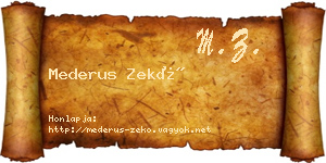 Mederus Zekő névjegykártya